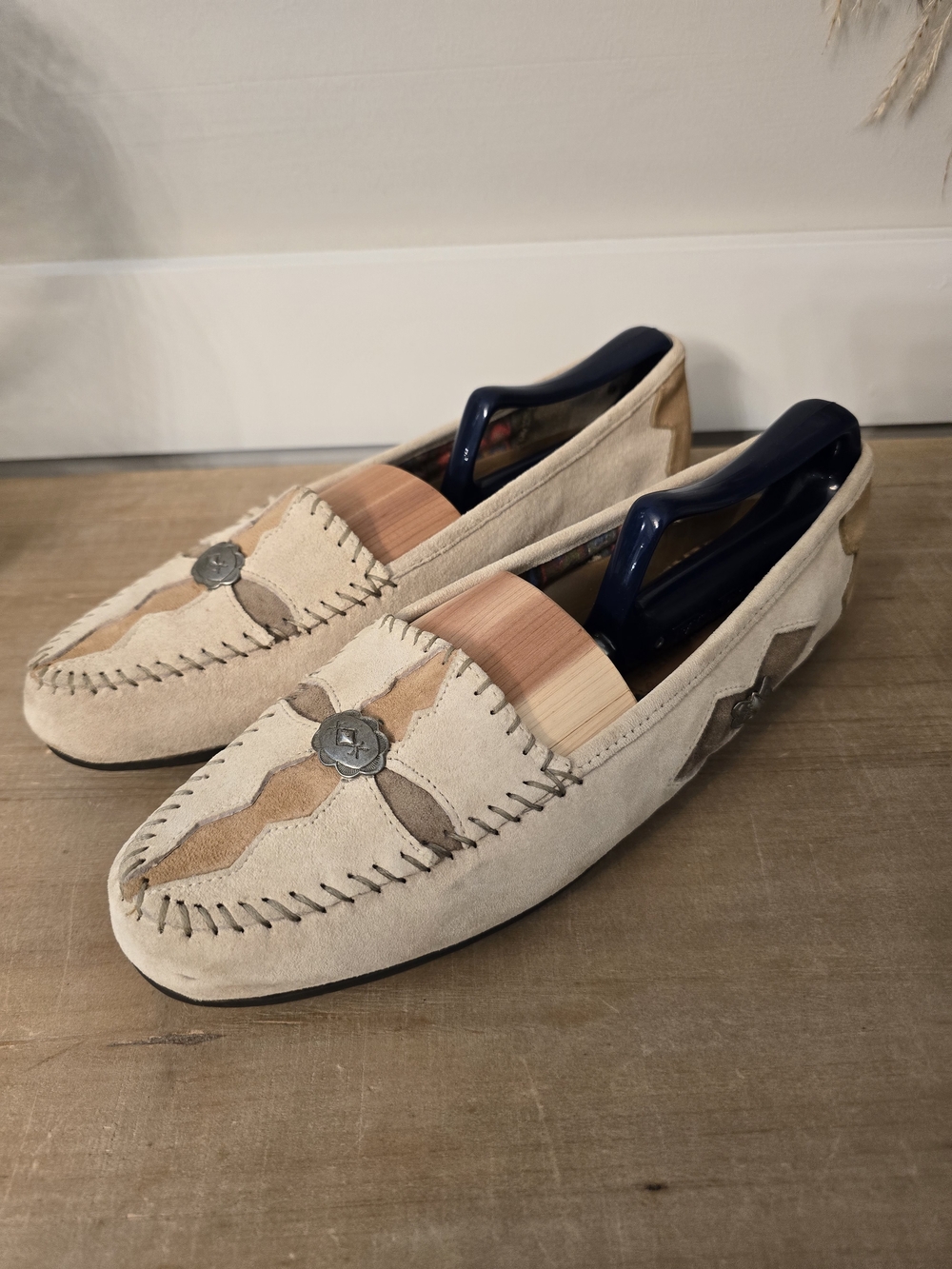 Hush Puppies Beige and Tan Suede Slip-On Loafers